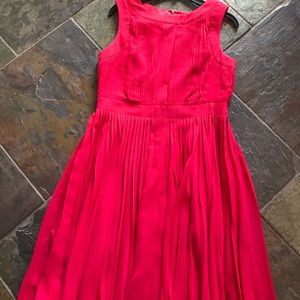 Red Pleated Chiffon Dress